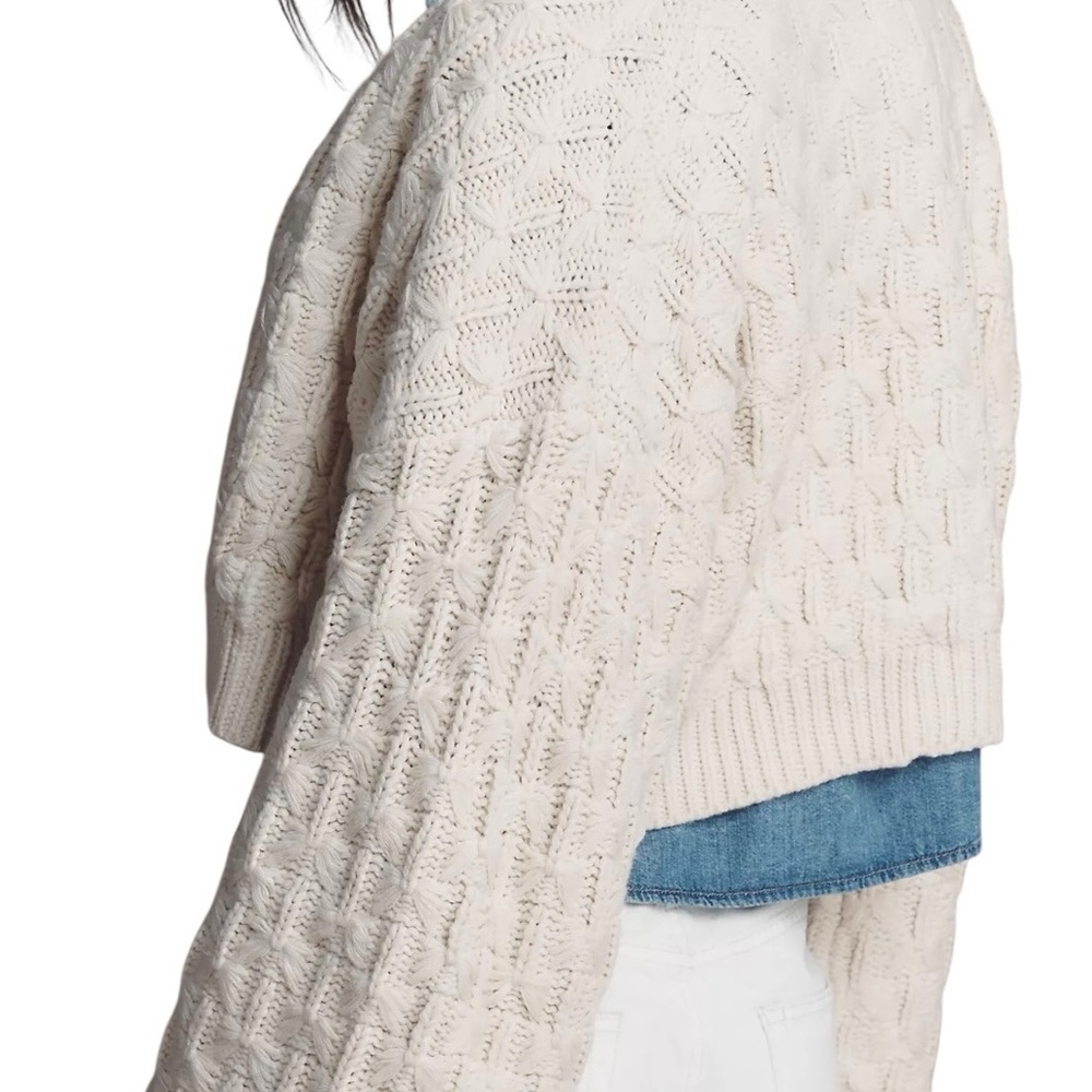 Anthropologie | NWT Cream Cropped Cable  Knit Cardigan Sweater | ONE SIZE - Picture 3 of 13